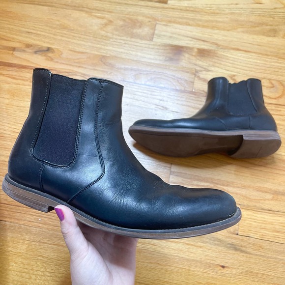 Men's Dockers Ashford Black Leather Chelsea Boot Size 8 - Picture 1 of 5